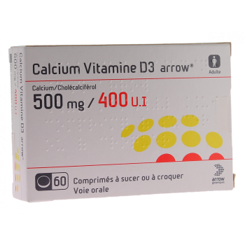 Calcium vitamines D3 TEVA 500mg comprimés à sucer ou à croquer - boîte de 60 comprimés