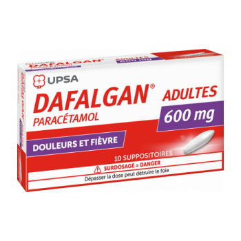 Dafalgan 600mg suppositoire Upsa - boite de 10 suppositoires