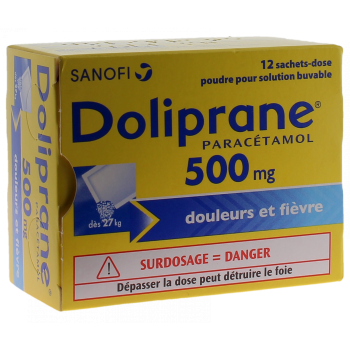 Doliprane 500mg poudre pour suspension buvable en sachet-dose - boîte de 12 sachets