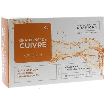 Granions de cuivre 0,3mg - Boîte de 30 ampoules de 2ml
