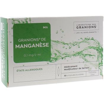 Granions de manganèse 0,1mg - Boîte de 30  ampoules de 2ml