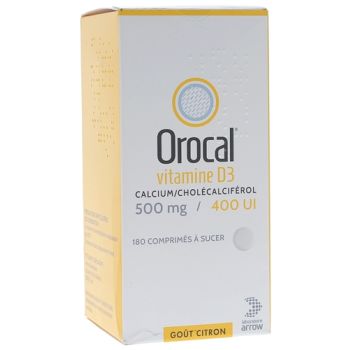 Orocal Vitamine D3 500mg/400 U.I - 180 comprimés à sucer
