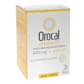 Orocal Vitamine D3 500mg/400 U.I comprimé à sucer - boîte de 60 comprimés