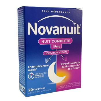Novanuit nuit complète 1,9mg Opella - boite de 20 comprimés