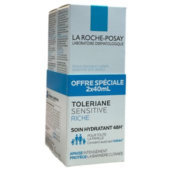 Tol&eacute;riane Sensitive Riche soin hydrantant La Roche-Posay - lot de 2 tubes de 40ml