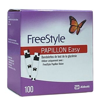 Freestyle papillon easy bandelettes de test de la glycémie Abbott - 100 bandelettes