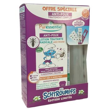 Anti-poux traitement complet les schtroumpfs &eacute;dition limit&eacute;e Puressentiel - coffret de 2 produits