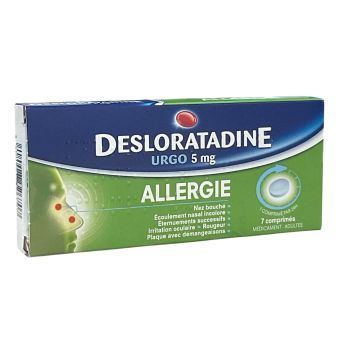 Desloratadine allergie 5mg Urgo - boite de 7 comprimés
