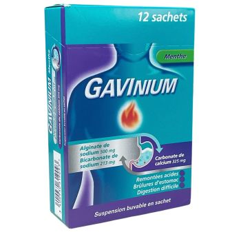 Gavinium carbonate de calcium menthe - boite de 12 sachets
