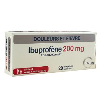 Ibuprofène 200mg douleurs et fièvre EG Labo - boite de 20 comprimés 