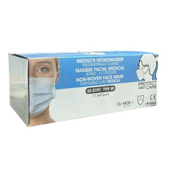 Masque facial chirurgical Protect and Care - 50 pièces 