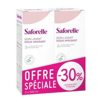 Saforelle soin lavant doux toilette intime - lot de 2 flacons de 500 ml