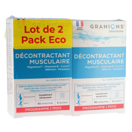 Granions Décontractant Musculaire - 8 Vitamines + CoQ10, Action Rapide, Goût Camomille