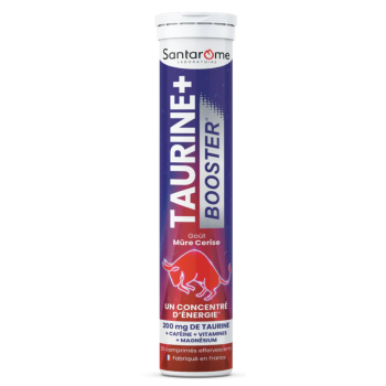 Taurine + booster goût mûre cerise Santarome - 20 comprimés 