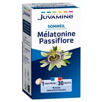 Mélatonine passiflore Sommeil Juvamine - boite de 30 comprimés