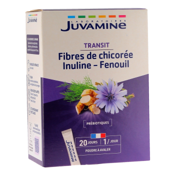Transit fibres de chicorée inuline fenouil Juvamine - boite de 20 sticks
