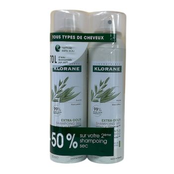 Shampoing sec extra-doux Klorane - lot de 2 sprays de 150ml