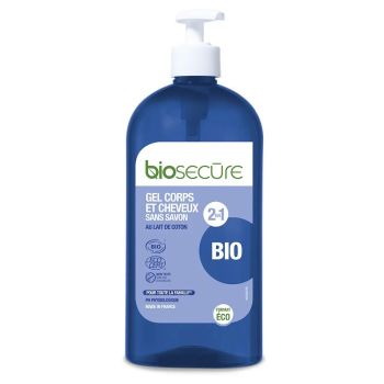 Gel lavant corps et cheveux sans savon Bio Secure - flacon-pompe de 500ml