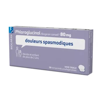 Phlorogluciol 80mg douleurs spasmodiques Biogaran - boite de 10 comprimés