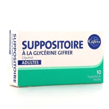 Suppositoire à la glycérine adultes Gifrer - boîte de 10 suppositoires