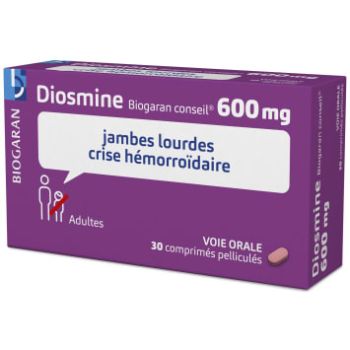 Diosmine Biogaran 600mg - boîte de 30 comprimés pelliculés