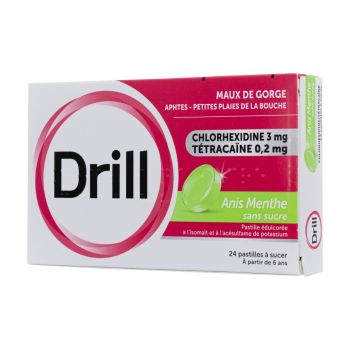 Drill sans sucre anis menthe - boite de 24 pastilles
