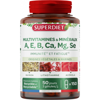 Complexe multivitamines et min&eacute;raux Super Diet - pot de 150 g&eacute;lules