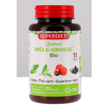 Quatuor Brûle-graisse bio Super Diet - pot de 150 comprimés