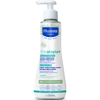 Stelatopia+ Cr&egrave;me relipidante anti-grattage bio Mustela - flacon-pompe de 300ml