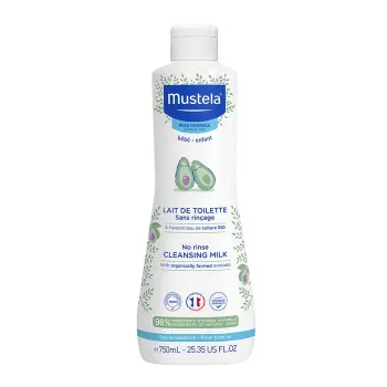 Lait de toilette sans rinçage peau normale bébé et enfant Mustela - flacon de 750ml