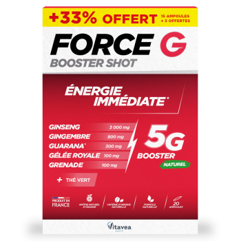 Force G booster shot énergie immédiate Vitavea - boite de 20 ampoules