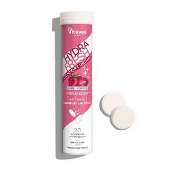 HydraFresh confort urinaire go&ucirc;t fraise hibiscus Vitavea - 20 comprim&eacute;s effervescents 