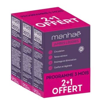 Manhaé jambes légères Vitavea - lot de 3 boites de 30 gélules offre 2+1 offert