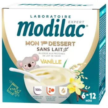 Mon 1er dessert sans lait goût vanille 6-36 mois Modilac - boite de 10 sachets de 18,6g