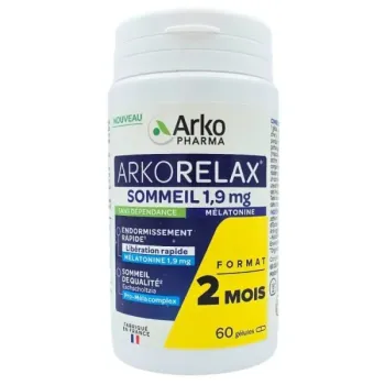 Arkorelax sommeil mélatonine 1,9mg Arkopharma - pot de 60 gélules 