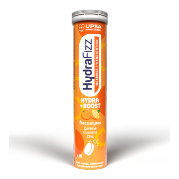 HydraFizz hydra+boost goût orange Upsa - tube de 16 pastilles effervescentes 