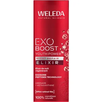 Exo Boost Youth Power Night repair elixir grenade Weleda - flacon-pompe de 30ml
