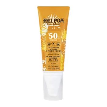 Gel-en-huile solaire invisible Mono&iuml; SPF50 Hei Poa - tube de 100ml
