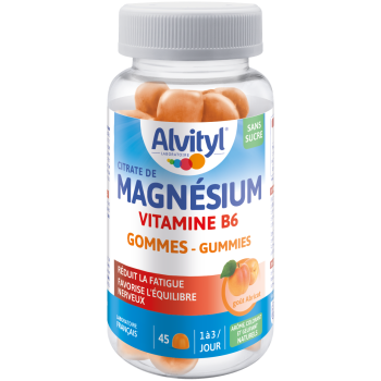 Magnésium vitamine B6 goût abricot Alvityl - pot de 45 gommes