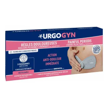 Urgogyn patch &eacute;lectroth&eacute;rapie r&egrave;gles douloureuses rechargeable Urgo - un patch + 2 paires de gels rechargeables