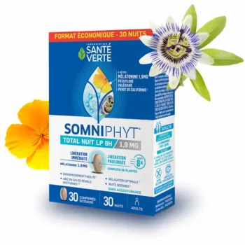 Somniphyt Total Nuit LP 1,9 mg Sant&eacute; Verte - boite de 30 comprim&eacute;s