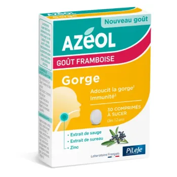 Az&eacute;ol Gorge go&ucirc;t framboise Pileje - bo&icirc;te de 30 comprim&eacute;s &agrave; sucer