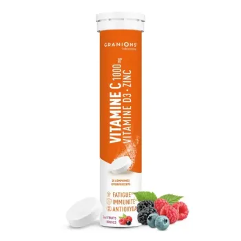 Vitamine C 1000mg vitamine D3 et zinc Granions - tube de 20 comprimés effervescents