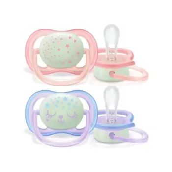 Sucette de nuit ultra air silicone 6-18 mois Avent - boîte de 2 sucettes