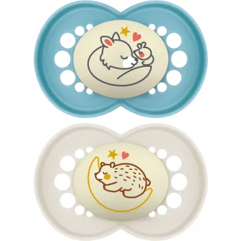 Sucettes Original Nuit 18 mois+ bleu Mam - lot de 2 sucettes