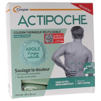 Actipoche Coussin thermique argile dos et ventre Cooper - un coussin