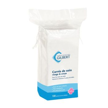 Carrés de soin visage et corps Gilbert - 100 carrés de soin jetables