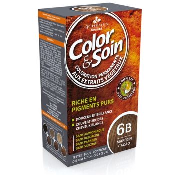 Color & soin coloration permanente Marron cacao 6B Les 3 chênes - 1 kit