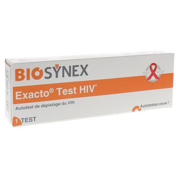 Exacto autotest de dépistage du VIH Biosynex - boîte d'un test