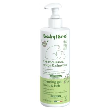 Gel moussant corps & cheveux bio Babyléna - flacon-pompe de 400 ml